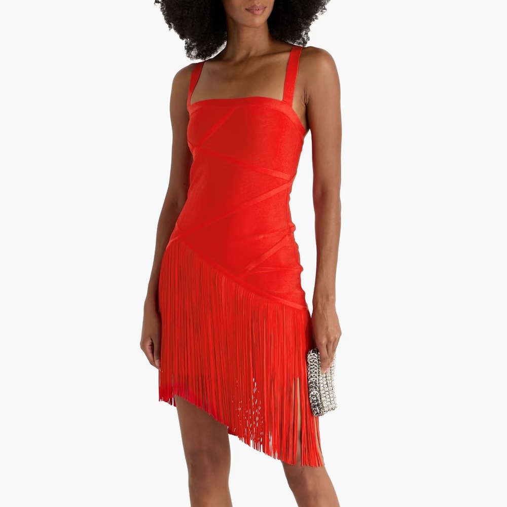 Herve Leger Josephine Fringe Bandage Dress